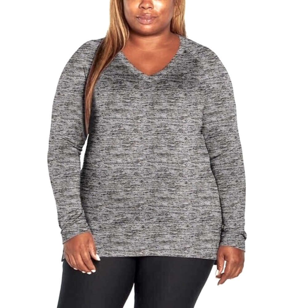 BANANA REPUBLIC GRAY HEATHER LONG SLEEVE V-NECK TUNIC TOP PLUS SIZE XXL 🌟NWT🌟